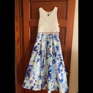 Girls size 14 floral floor length dress